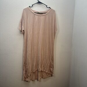 Recliner Womens Pajamas Night Sleep Tee SHIRT Dress Nightgown Pink Sz M Bamboo